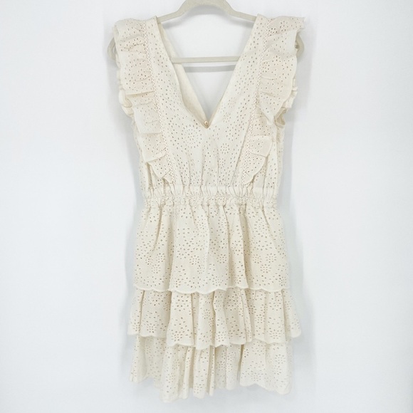 LOVE THE LABEL Ruffle Tiered White Mini Dress - Picture 3 of 9